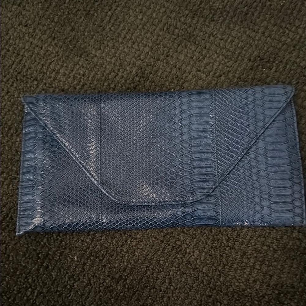 Blue Snakeskin Clutch
